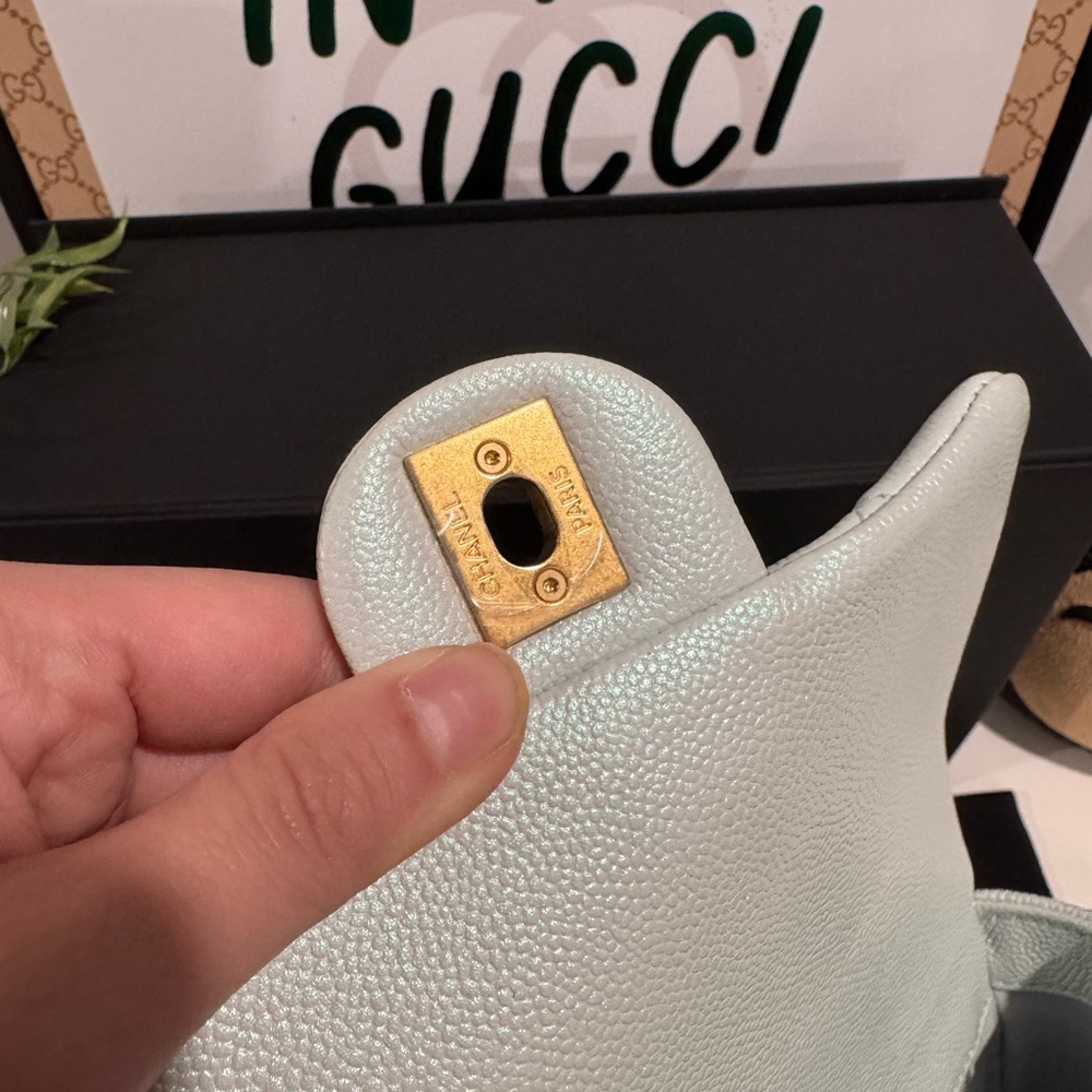 Chanel My Perfect Mini Bag – Iridescent Green (Light Blue Hue) Crossbody Handbag - Picture 8 of 15
